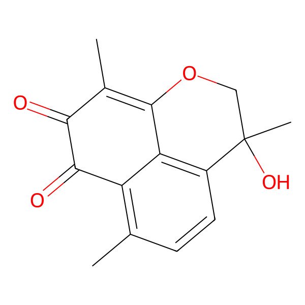 2D Structure of 4-Hydroxy-4,8,12-trimethyl-2-oxatricyclo[7.3.1.05,13]trideca-1(12),5(13),6,8-tetraene-10,11-dione