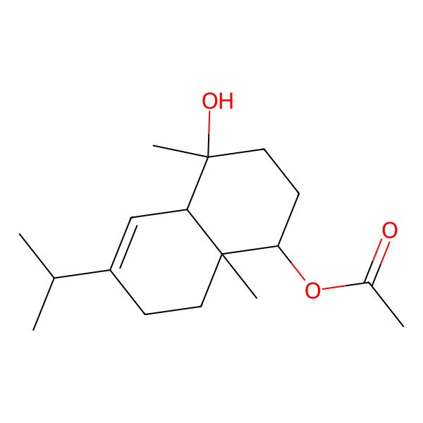 2D Structure of (4-Hydroxy-4,8a-dimethyl-6-propan-2-yl-1,2,3,4a,7,8-hexahydronaphthalen-1-yl) acetate