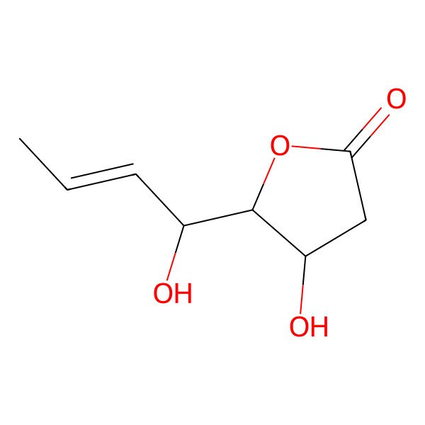2D Structure of 4-Hydroxy-5-(1-hydroxybut-2-enyl)oxolan-2-one