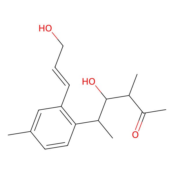 2D Structure of 4-hydroxy-5-[2-[(E)-3-hydroxyprop-1-enyl]-4-methylphenyl]-3-methylhexan-2-one