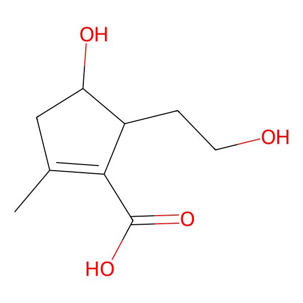 2D Structure of 4-Hydroxy-5-(2-hydroxyethyl)-2-methylcyclopentene-1-carboxylic acid