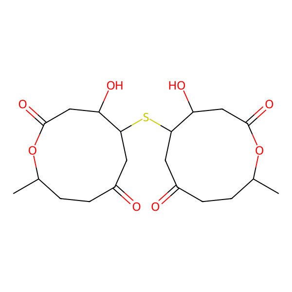 2D Structure of 4-Hydroxy-5-(4-hydroxy-10-methyl-2,7-dioxooxecan-5-yl)sulfanyl-10-methyloxecane-2,7-dione