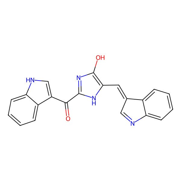 2D Structure of [4-hydroxy-5-(indol-3-ylidenemethyl)-1H-imidazol-2-yl]-(1H-indol-3-yl)methanone