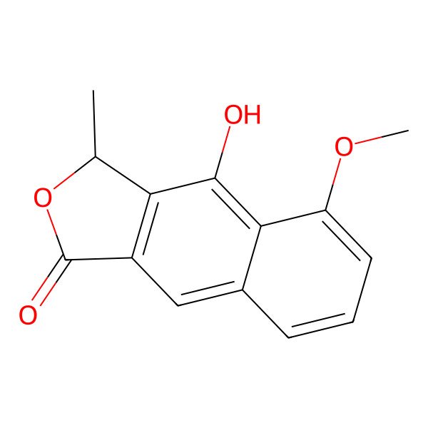 2D Structure of 4-Hydroxy-5-methoxy-3-methylnaphtho(2,3-c)furan-1(3H)-one