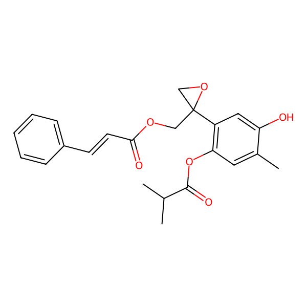 2D Structure of [4-Hydroxy-5-methyl-2-[2-(3-phenylprop-2-enoyloxymethyl)oxiran-2-yl]phenyl] 2-methylpropanoate