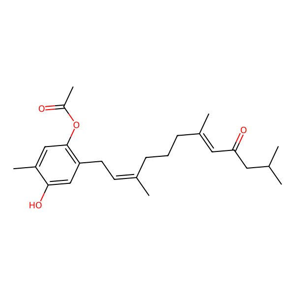 2D Structure of [4-Hydroxy-5-methyl-2-(3,7,11-trimethyl-9-oxododeca-2,7-dienyl)phenyl] acetate