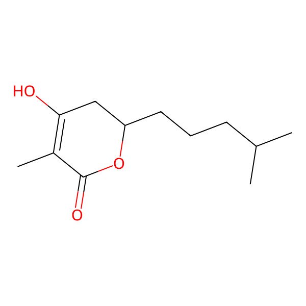 2D Structure of 4-Hydroxy-5-methyl-2-(4-methylpentyl)-2,3-dihydropyran-6-one