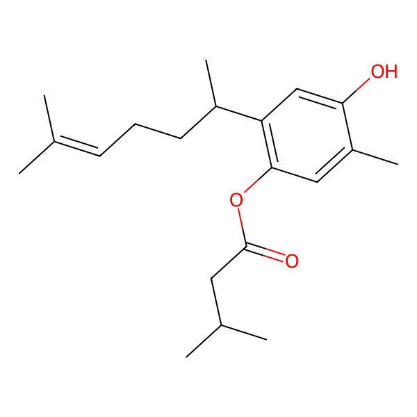 2D Structure of [4-Hydroxy-5-methyl-2-(6-methylhept-5-en-2-yl)phenyl] 3-methylbutanoate