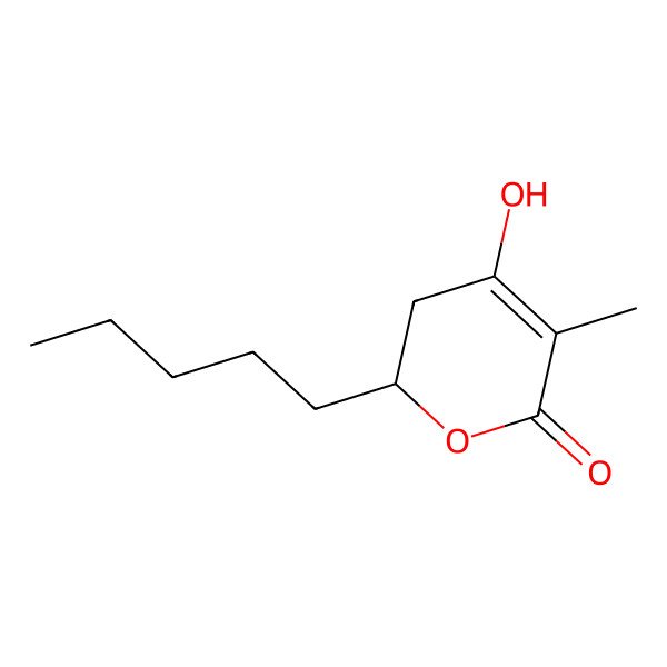 2D Structure of 4-Hydroxy-5-methyl-2-pentyl-2,3-dihydropyran-6-one