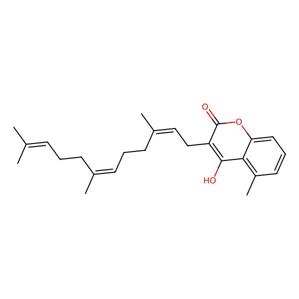 2D Structure of 4-Hydroxy-5-methyl-3-(3,7,11-trimethyldodeca-2,6,10-trienyl)chromen-2-one