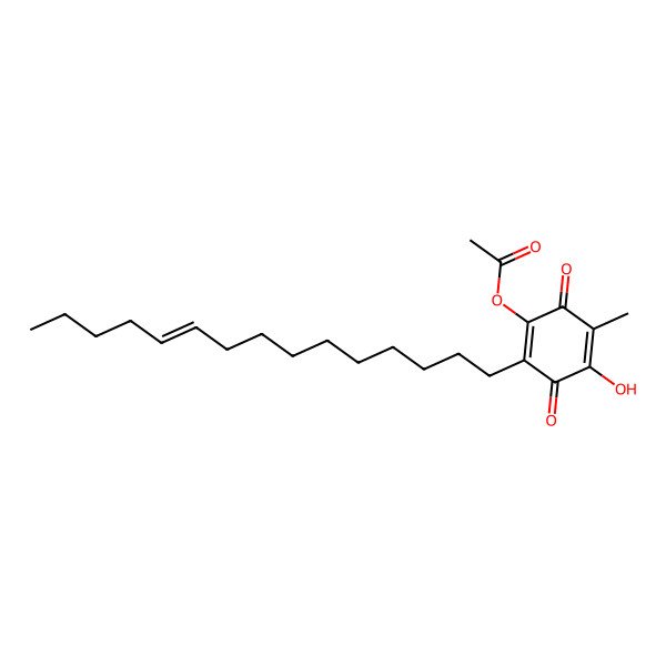 2D Structure of (4-Hydroxy-5-methyl-3,6-dioxo-2-pentadec-10-enylcyclohexa-1,4-dien-1-yl) acetate