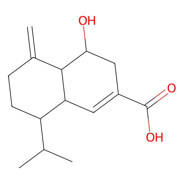2D Structure of 4-hydroxy-5-methylidene-8-propan-2-yl-4,4a,6,7,8,8a-hexahydro-3H-naphthalene-2-carboxylic acid