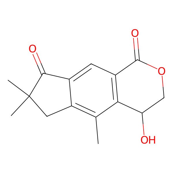 2D Structure of 4-hydroxy-5,7,7-trimethyl-4,6-dihydro-3H-cyclopenta[g]isochromene-1,8-dione