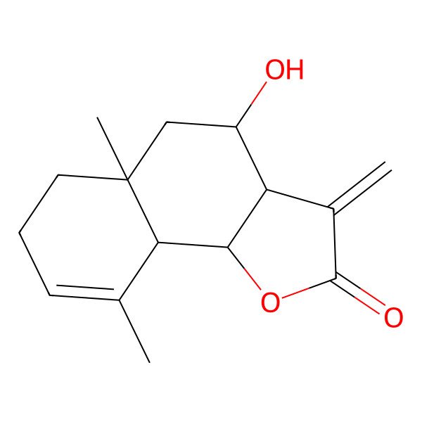 2D Structure of 4-hydroxy-5a,9-dimethyl-3-methylidene-4,5,6,7,9a,9b-hexahydro-3aH-benzo[g][1]benzofuran-2-one