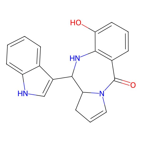 2D Structure of 4-hydroxy-6-(1H-indol-3-yl)-5,6,6a,7-tetrahydropyrrolo[2,1-c][1,4]benzodiazepin-11-one