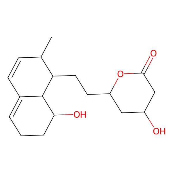 2D Structure of 4-Hydroxy-6-[2-(8-hydroxy-2-methyl-1,2,6,7,8,8a-hexahydronaphthalen-1-yl)ethyl]oxan-2-one