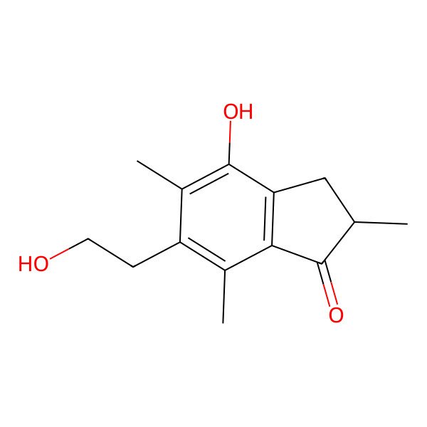 2D Structure of 4-Hydroxy-6-(2-hydroxyethyl)-2,5,7-trimethyl-2,3-dihydroinden-1-one 2D Structure of 4-Hydroxy-6-(2-hydroxyethyl)-2,5,7-trimethyl-2,3-dihydroinden-1-one
