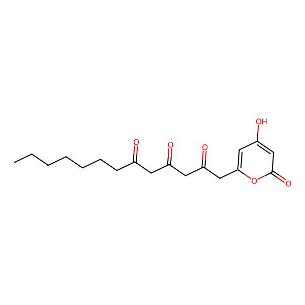 2D Structure of 4-Hydroxy-6-(2,4,6-trioxotridecyl)-2-pyrone