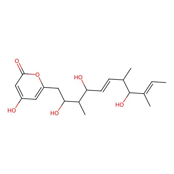 2D Structure of 4-Hydroxy-6-(2,4,8-trihydroxy-3,7,9-trimethylundeca-5,9-dienyl)pyran-2-one