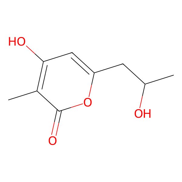 2D Structure of 4-hydroxy-6-[(2S)-2-hydroxypropyl]-3-methylpyran-2-one