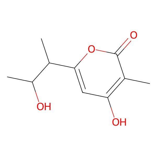2D Structure of 4-hydroxy-6-[(2S)-3-hydroxybutan-2-yl]-3-methylpyran-2-one