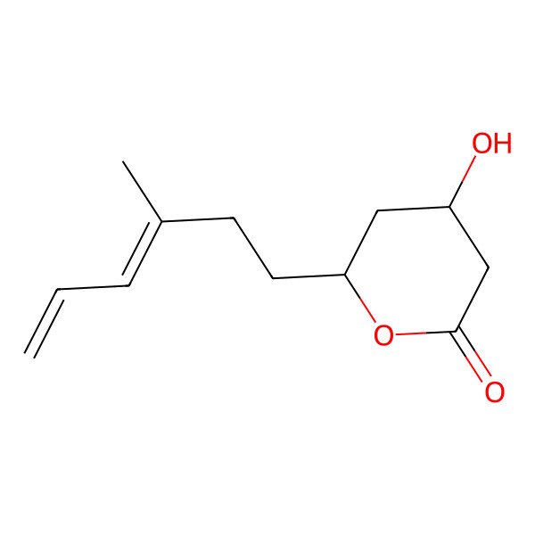 2D Structure of 4-Hydroxy-6-(3-methylhexa-3,5-dienyl)oxan-2-one