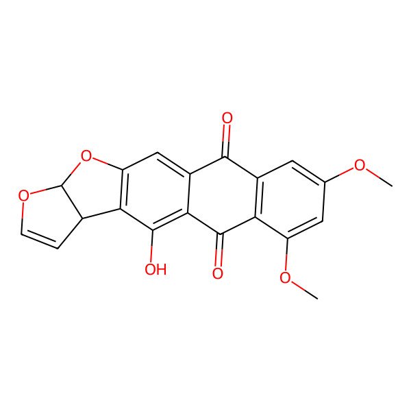 2D Structure of 4-Hydroxy-6,8-dimethoxy-3a,12a-dihydroanthra[2,3-b]furo[3,2-d]furan-5,10-dione