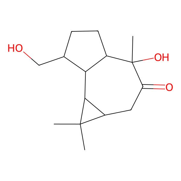 2D Structure of 4-Hydroxy-7-(hydroxymethyl)-1,1,4-trimethyl-1a,2,4a,5,6,7,7a,7b-octahydrocyclopropa[e]azulen-3-one