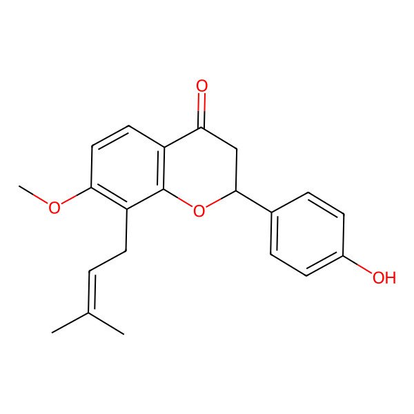 2D Structure of 4'-Hydroxy-7-methoxy-8-prenylflavanone 2D Structure of 4'-Hydroxy-7-methoxy-8-prenylflavanone