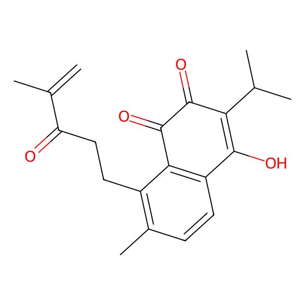 2D Structure of 4-Hydroxy-7-methyl-8-(4-methyl-3-oxopent-4-enyl)-3-propan-2-ylnaphthalene-1,2-dione