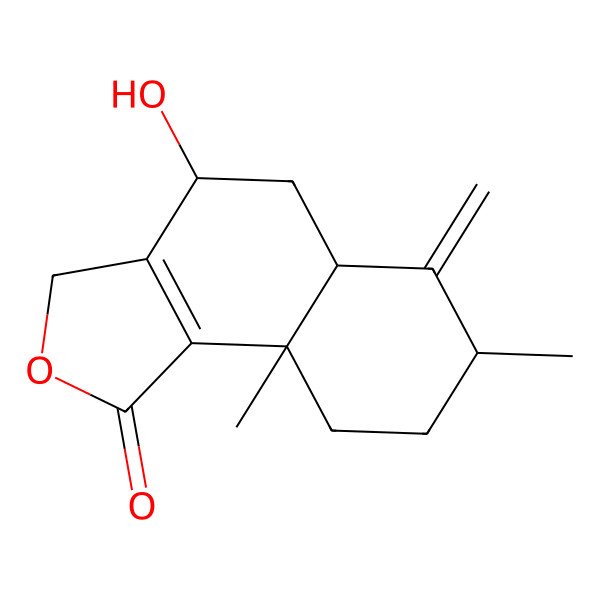 2D Structure of 4-hydroxy-7,9a-dimethyl-6-methylidene-4,5,5a,7,8,9-hexahydro-3H-benzo[g][2]benzofuran-1-one