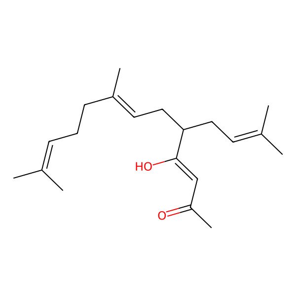 2D Structure of 4-Hydroxy-8,12-dimethyl-5-(3-methylbut-2-enyl)trideca-3,7,11-trien-2-one