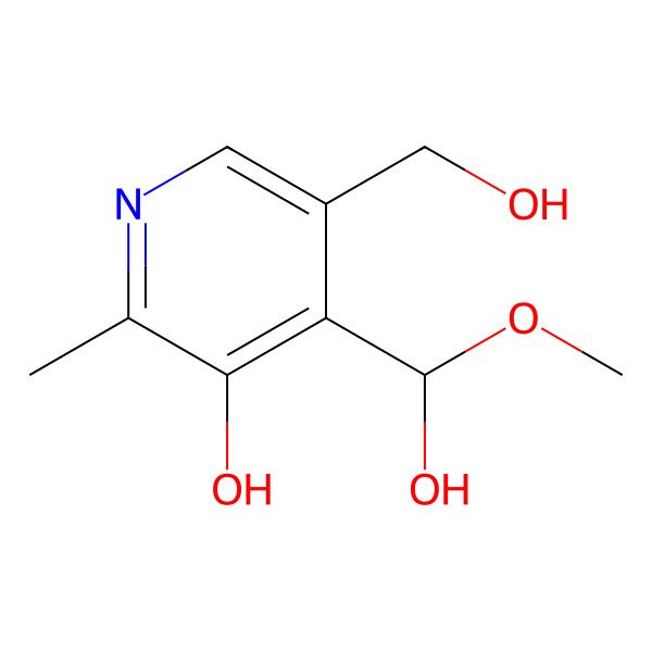 2D Structure of 4-[Hydroxy(methoxy)methyl]-5-(hydroxymethyl)-2-methylpyridin-3-ol