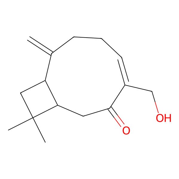 2D Structure of 4-(Hydroxymethyl)-11,11-dimethyl-8-methylidenebicyclo[7.2.0]undec-4-en-3-one