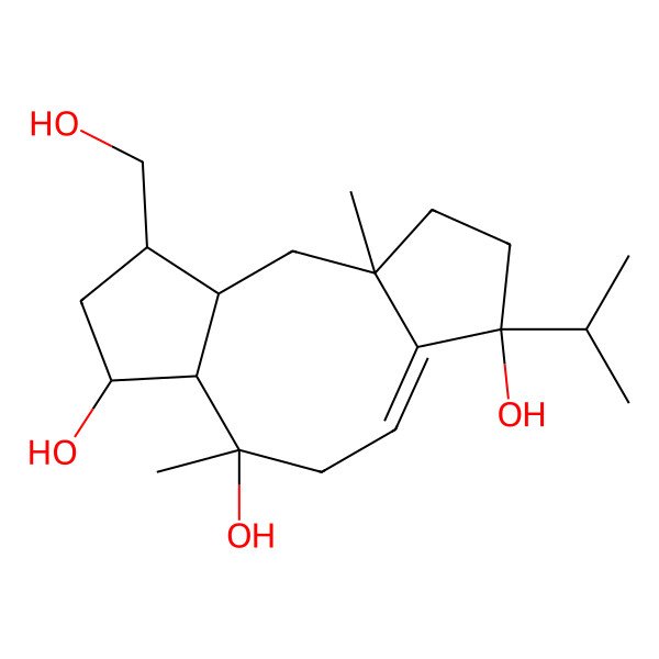 2D Structure of 4-(Hydroxymethyl)-1,8-dimethyl-12-propan-2-yltricyclo[9.3.0.03,7]tetradec-10-ene-6,8,12-triol