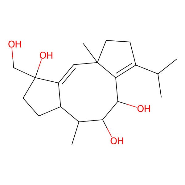 2D Structure of 4-(Hydroxymethyl)-1,8-dimethyl-12-propan-2-yltricyclo[9.3.0.03,7]tetradeca-2,11-diene-4,9,10-triol