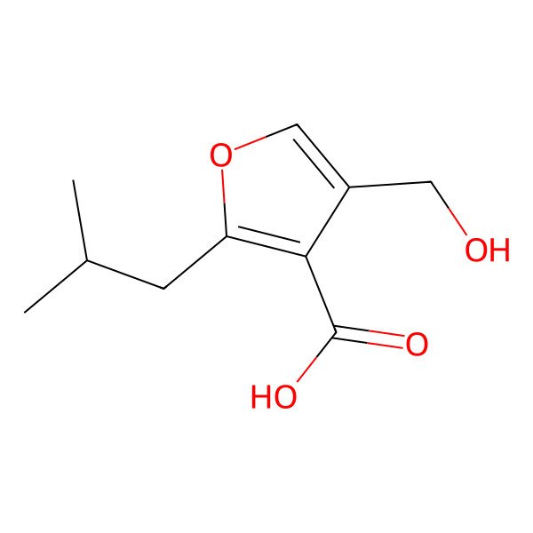 2D Structure of 4-(Hydroxymethyl)-2-(2-methylpropyl)uran-3-carboxylic acid