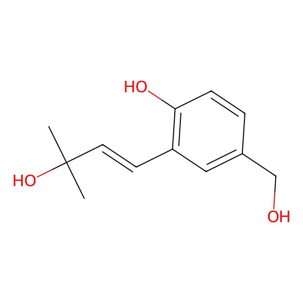 2D Structure of 4-(Hydroxymethyl)-2-(3-hydroxy-3-methylbut-1-enyl)phenol
