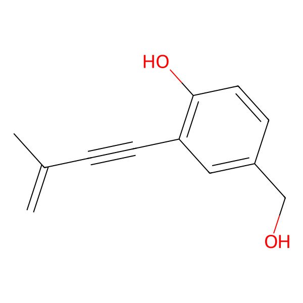 2D Structure of 4-(Hydroxymethyl)-2-(3-methylbut-3-en-1-yn-1-yl)phenol