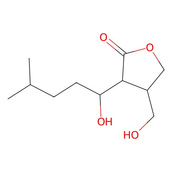 2D Structure of 4-(Hydroxymethyl)-3-(1-hydroxy-4-methylpentyl)oxolan-2-one