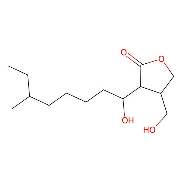 2D Structure of 4-(Hydroxymethyl)-3-(1-hydroxy-6-methyloctyl)oxolan-2-one