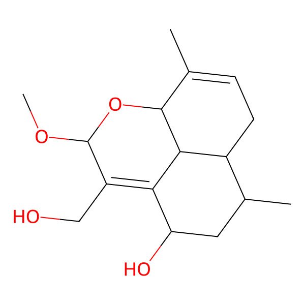2D Structure of 4-(Hydroxymethyl)-3-methoxy-8,12-dimethyl-2-oxatricyclo[7.3.1.05,13]trideca-4,11-dien-6-ol