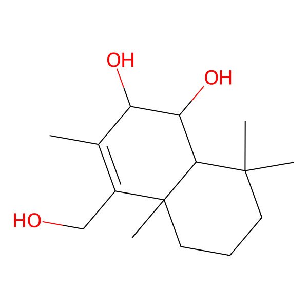 2D Structure of 4-(Hydroxymethyl)-3,4a,8,8-tetramethyl-1,2,5,6,7,8a-hexahydronaphthalene-1,2-diol