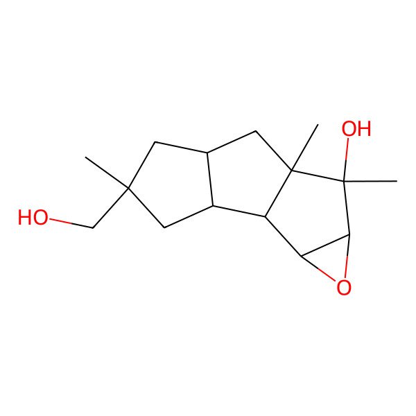 2D Structure of 4-(Hydroxymethyl)-4,8,9-trimethyl-11-oxatetracyclo[6.4.0.02,6.010,12]dodecan-9-ol