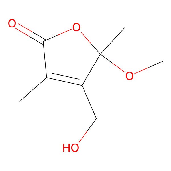 2D Structure of 4-(Hydroxymethyl)-5-methoxy-3,5-dimethylfuran-2-one