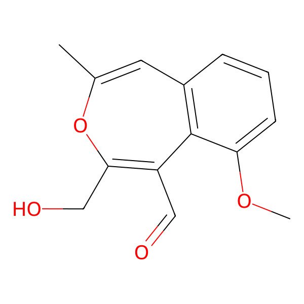 2D Structure of 4-(Hydroxymethyl)-6-methoxy-2-methyl-3-benzoxepine-5-carbaldehyde