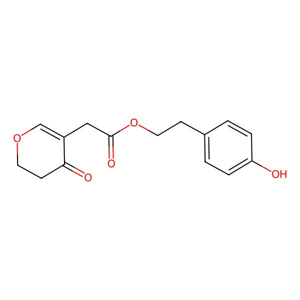 2D Structure of 4-hydroxyphenethyl 2-(4-oxo-5,6-dihydro-2H-pyran-3-yl) acetate