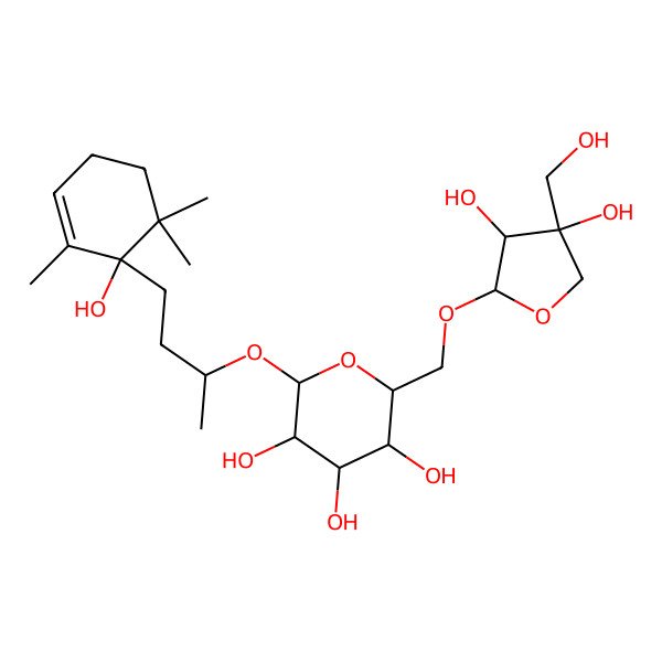 2D Structure of 4-Megastigmene-6a,9R-diol 9-[apiosyl-(1->6)-glucoside]