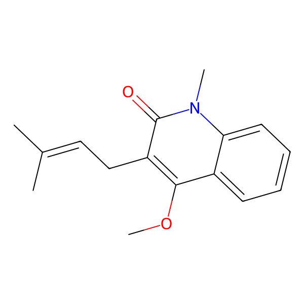 2D Structure of 4-Methoxy-1-methyl-3-(3-methylbut-2-enyl)quinolin-2-one