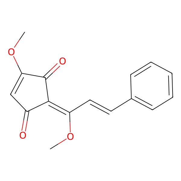 2D Structure of 4-Methoxy-2-[(2E)-1-methoxy-3-phenyl-2-propen-1-ylidene]-4-cyclopentene-1,3-dione; Lucidone, methyl-